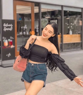 Áo croptop rớt vai nhúng