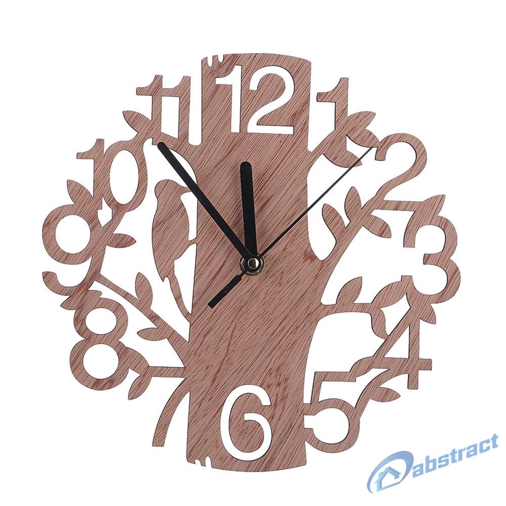 AB Tree Shape Wall Clock Real 3D Diy Wall Watches Living Room Home Decor