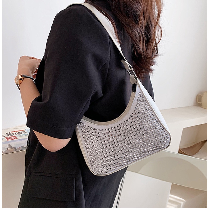 Túi đeo xách tay đính kim cương sáng cổ điển thời trang Hàn Quốc dành cho nữ