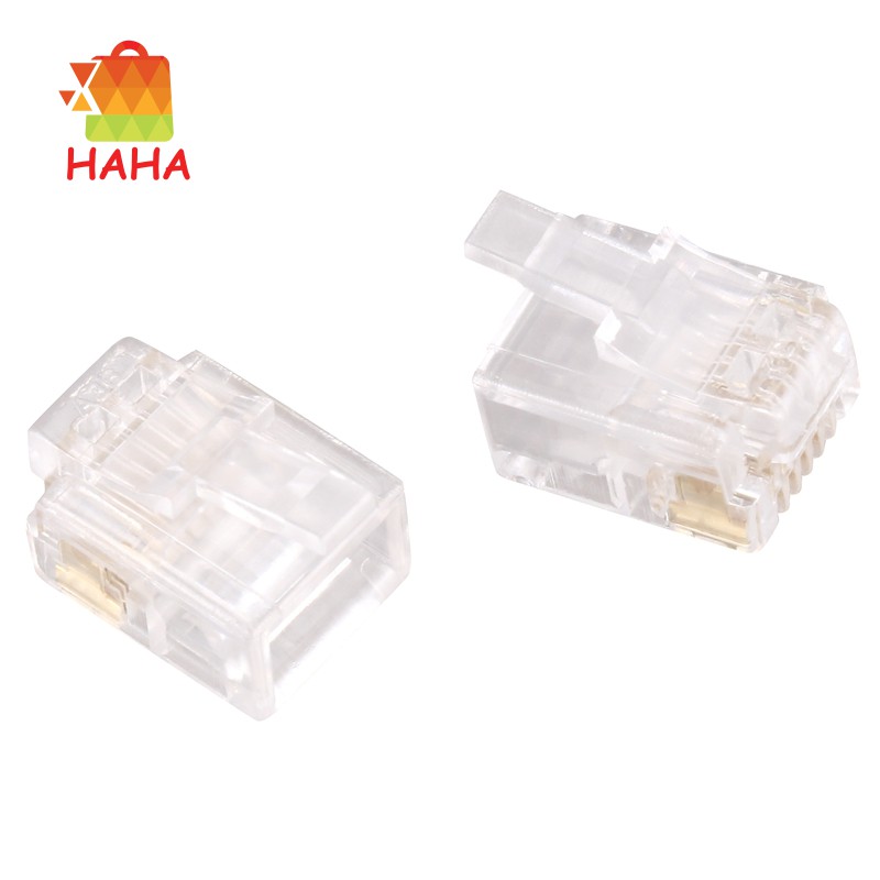 Set 50 Đầu Nối Dây Cáp Điện Thoại Rj11 6p6c