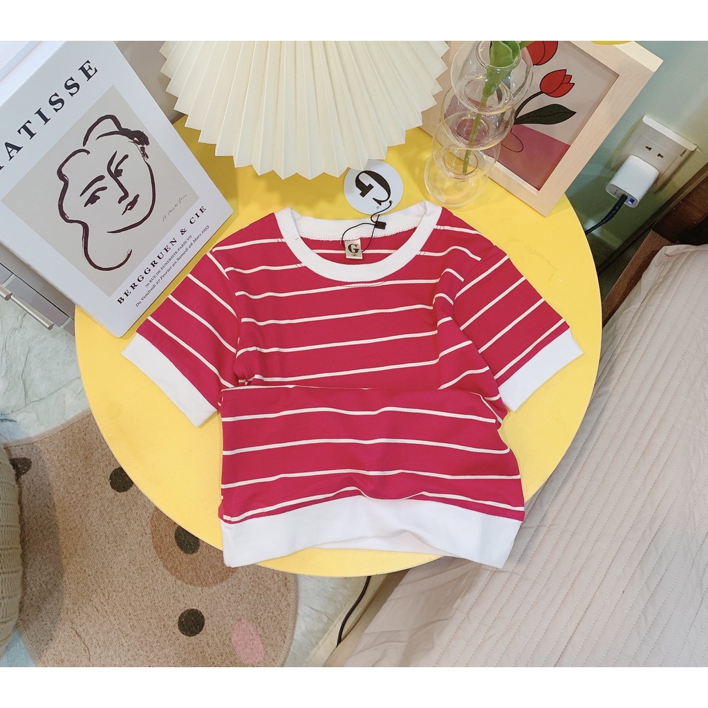 Lyvyshop - (Cotton SG chính phẩm) Áo thun cộc tay bé trai, bé gái (09kg-28kg) mẫu sọc ngang siêu cá tính