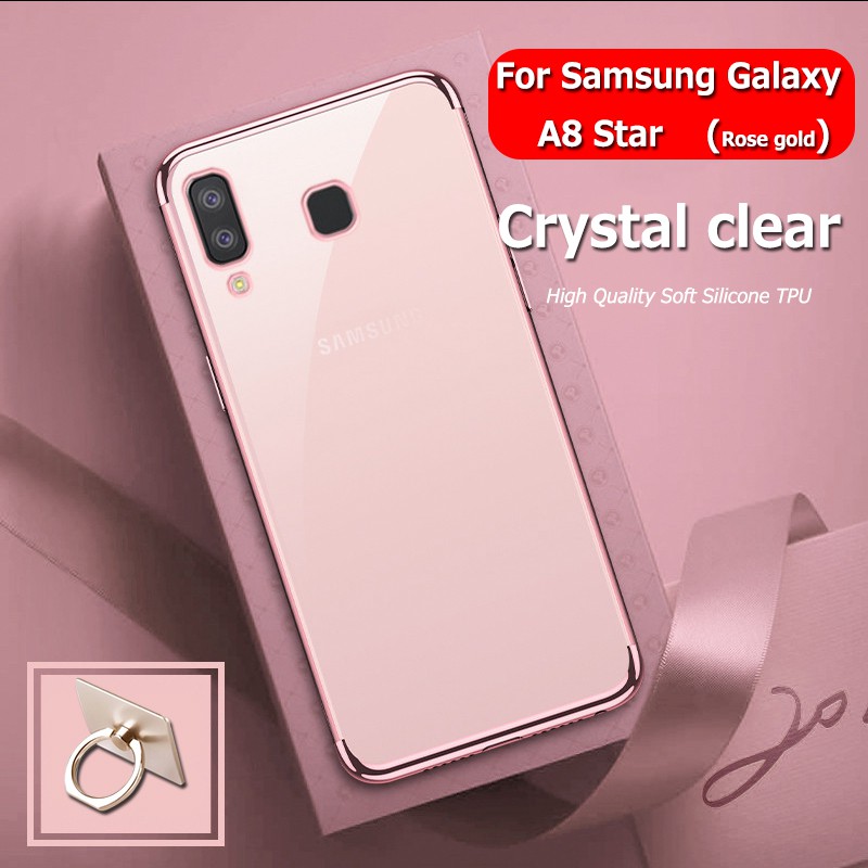 For Samasung Galaxy A8 Star Soft TPU Transparent Clear Electroplate Phone Cover