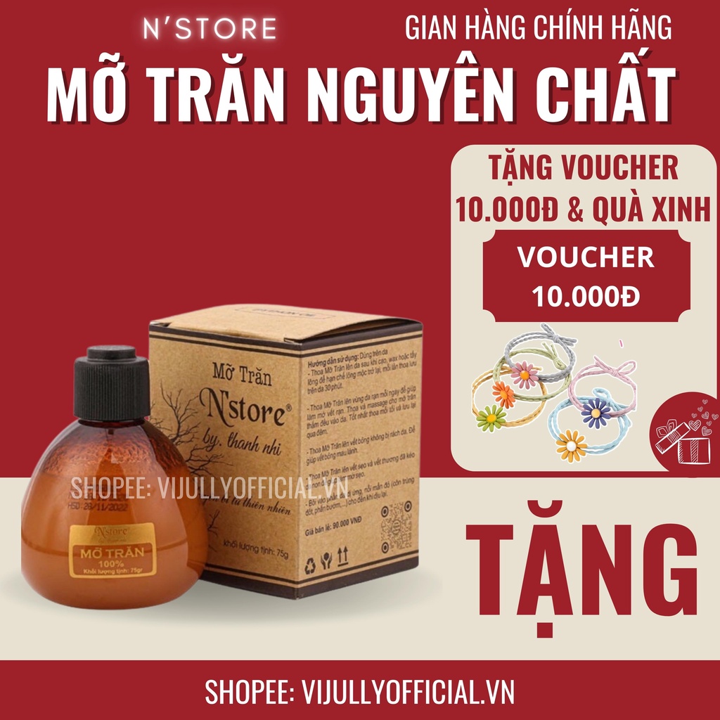 Mỡ trăn triệt lông nguyên chất N'store, mờ rạn da, chữa lành vết bỏng, cháy nắng, nứt gót chân chính hãng 75g