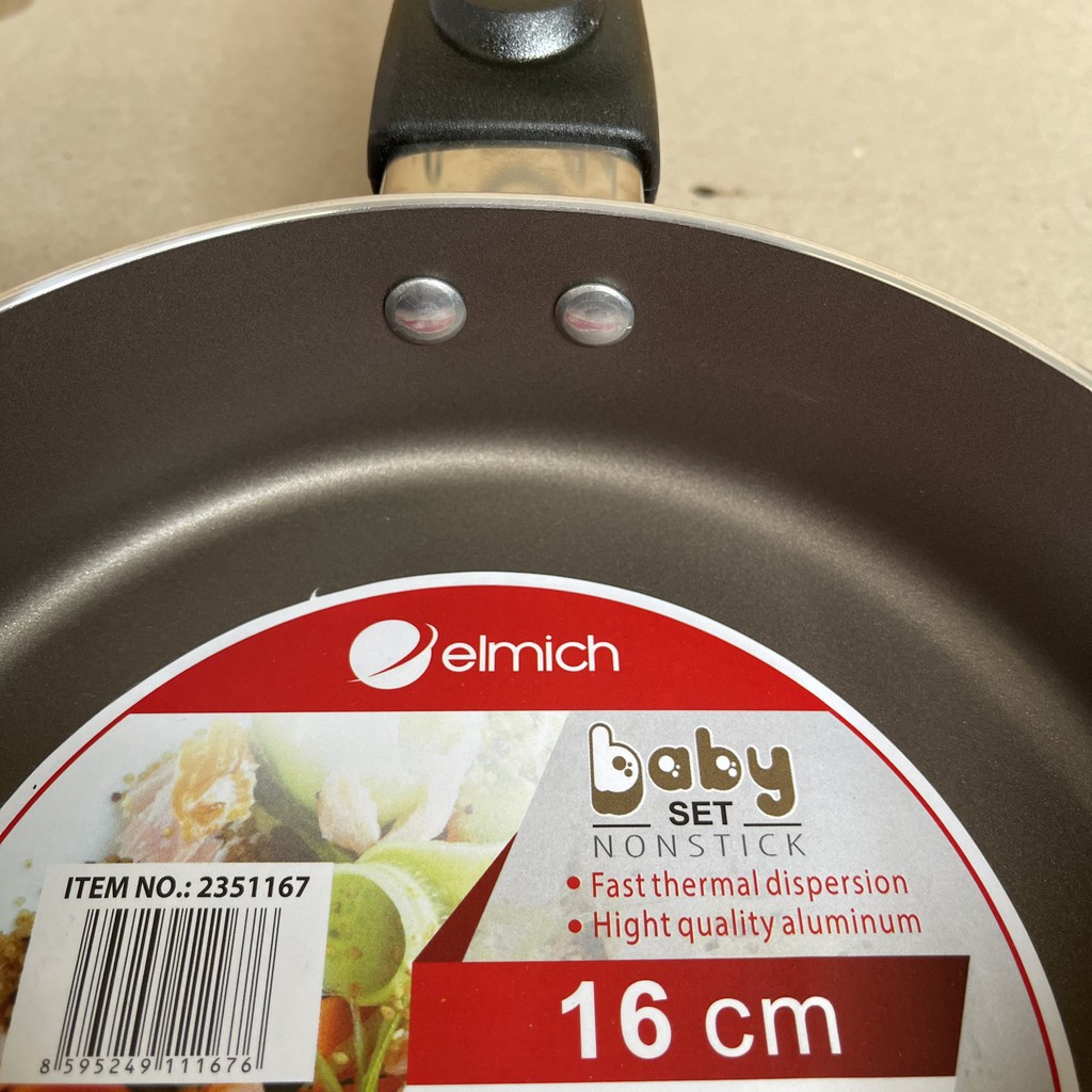 Bộ nồi chảo nấu ăn cho bé Elmich el- 1167 hàng chính hãng sử dụng trên nhiều loại bếp làm bằng hợp kim nhôm nguyên chất