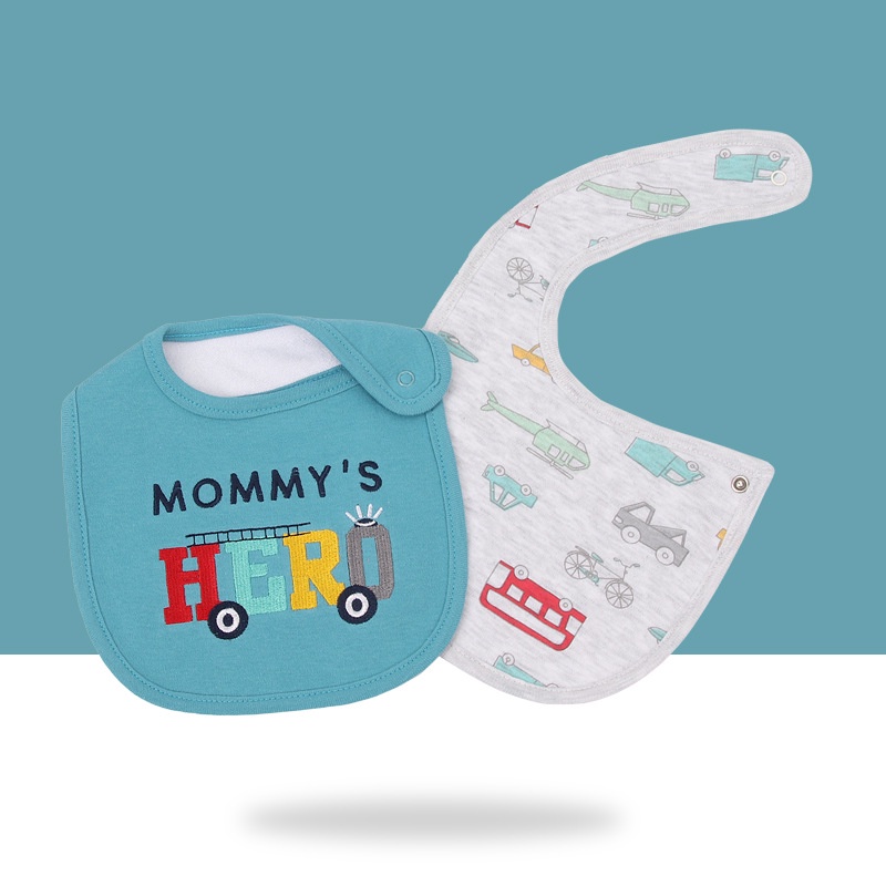 Yếm cúc chất cotton siêu mềm Sunnozy 0-12m set 2c