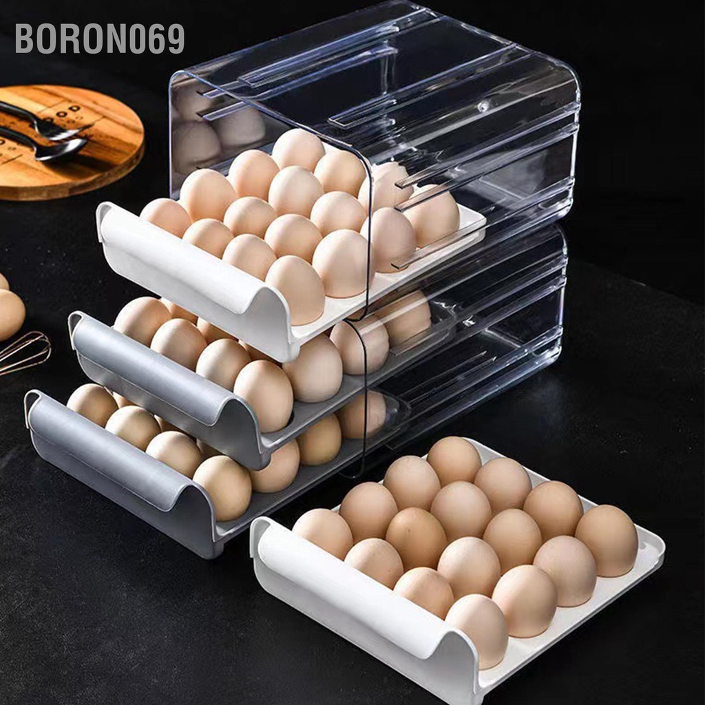Hàng giao ngayHộp bảo quản ngăn kéo trứng Hai lớp trong suốt không độc hại Dày lên Hộp lưu trữ dung lượng lớn có Tay cầm cho Tủ lạnh