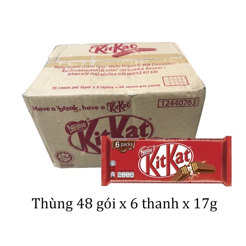 Thùng 48 Gói 2F Kitkat 6 Pack Nestle 17gr