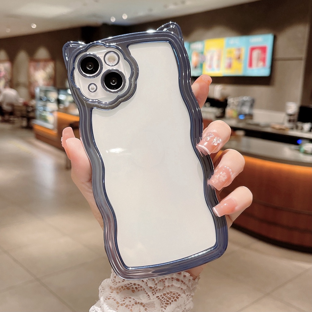 Ốp Điện Thoại Mềm Trong Suốt Chống Sốc Mạ Màu Họa Tiết Tai Mèo 6D Dễ Thương Cho IPhone 13 12 11 Pro MAX 12 Pro 13 Pro XS MAX XR X