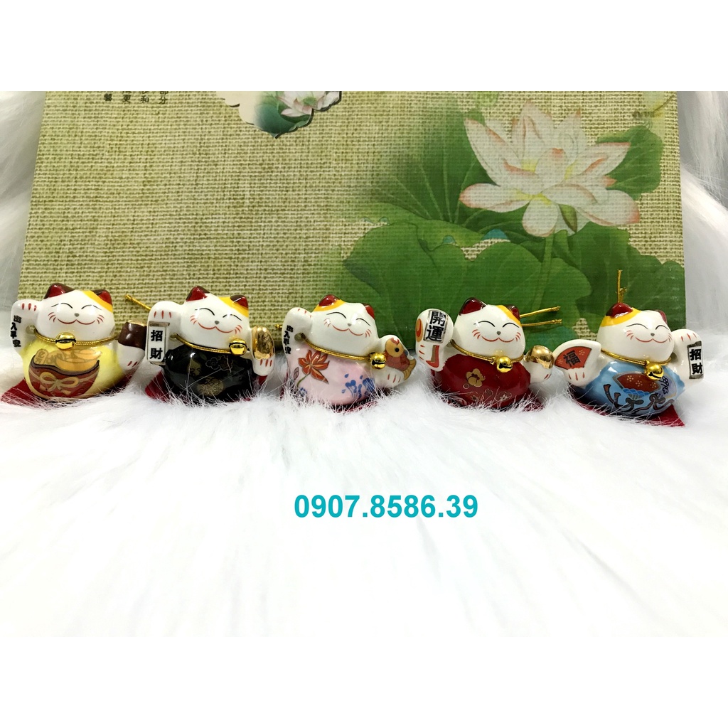 Bộ tượng mèo sứ thần tài maneki neko ( mèo ngồi )