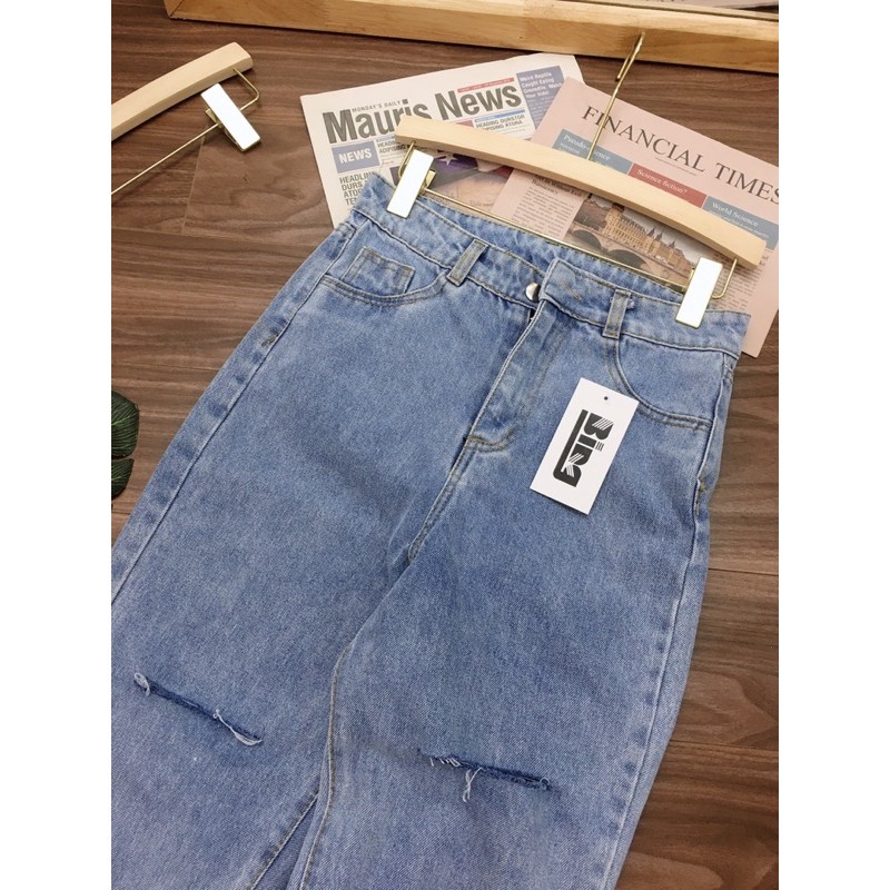 Quần jeans nữ Bingshop - quần baggy bò Unisex rách gối vải dày đẹp đủ size freeship | BigBuy360 - bigbuy360.vn