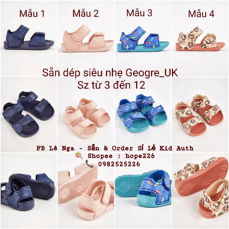 Dép sandal xốp siêu nhẹ Geogre_UK từ sz 3 đến sz 12