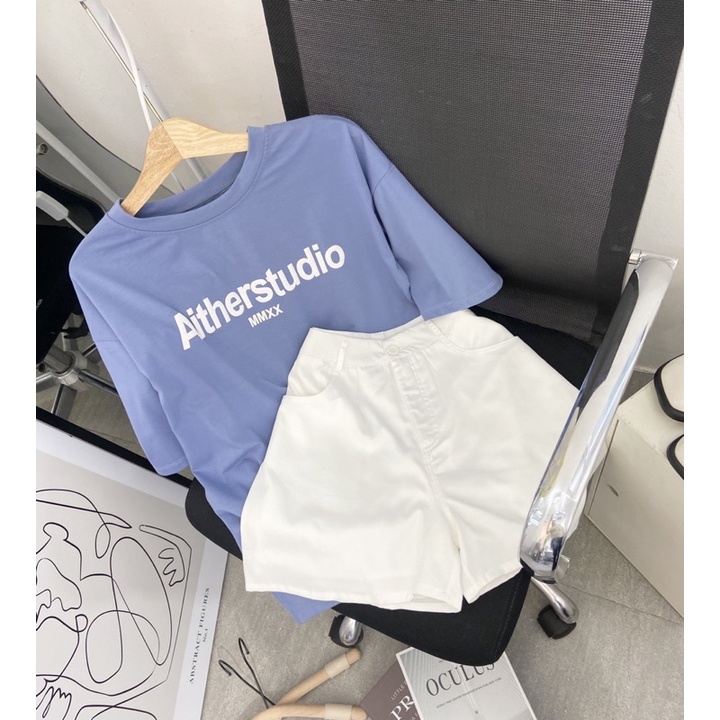 SET ÁO TÍM CHỮ IN TRẮNG + QUẦN SHORT TRẮNG