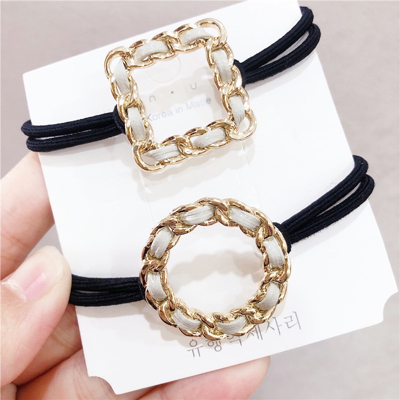 Dây Cột Tóc Cao Su Đính Bóng Lông Đơn Giản Kiểu Nhật Hàn