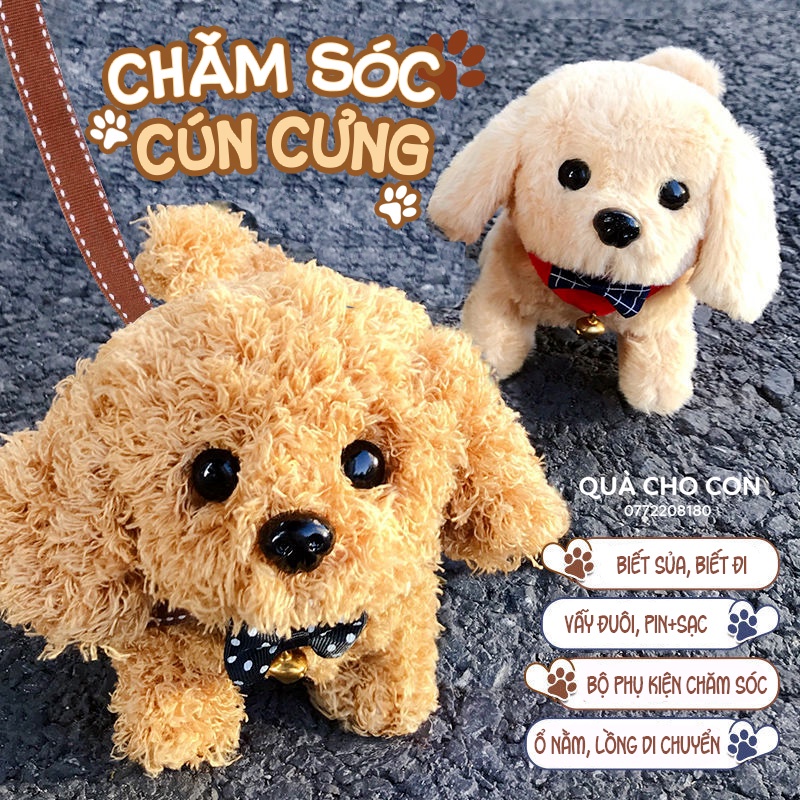 CHÚ CÚN BÔNG BIẾT ĐI, BIẾT SỦA, VẪY ĐUÔI, CÓ LỒNG DI CHUYỂN CÙNG CÁC PHỤ KIỆN CHĂM SÓC CÚN YÊU