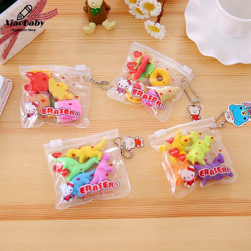 1 Bộ Gôm Tẩy Hình Bánh Trái Cây Rau Củ Quả Mini Dễ Thương Sáng Tạo Có Khóa Kéo Dành Cho Học Sinh