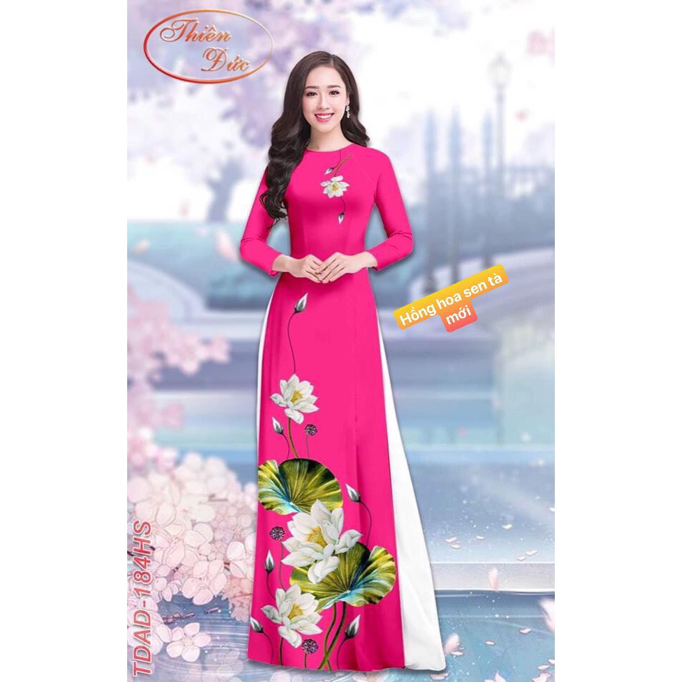 Áo dài nữ ⚡ FREESHIP ⚡Áo dài lụa nhật hoa in 3D tà đẹp vải lụa hàng thời trang cao cấp