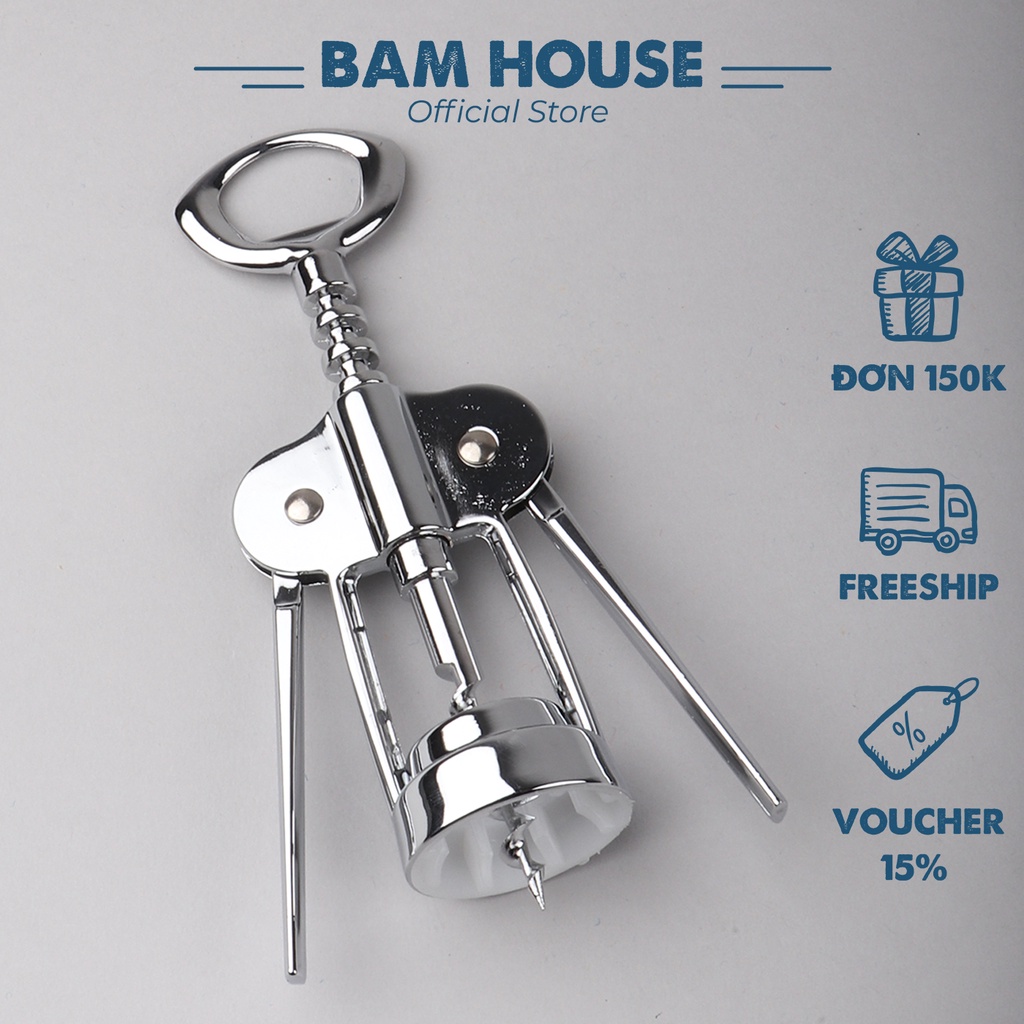 Dụng cụ khui rượu vang inox Bam House cao cấp siêu bền KRS01