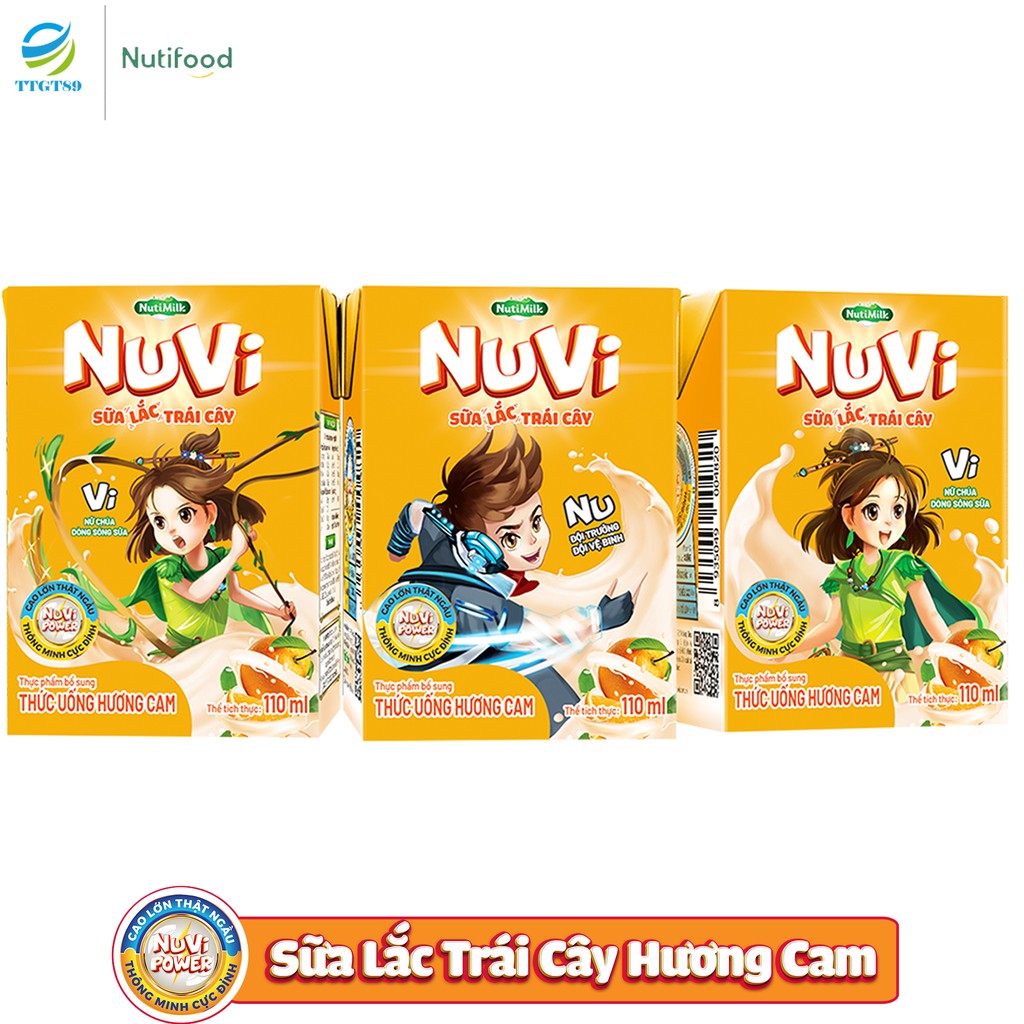01 Thùng 48 Hộp Nuvi Lúa Mạch Lắc Cacao/ Sữa Chua Dâu/ Sữa tươi Trái Cây Cam/ Nho 110ml NUTIFOOD - YOOSOO MALL