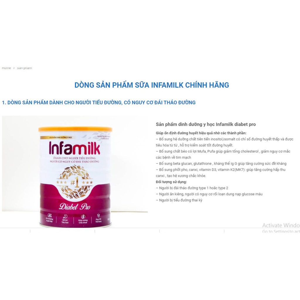 Sữa bột chuyên biệt giúp hồi phục sức khoẻ Infamilk diabet pro 400g và 900g- Nhập khẩu từ New Zealand (chính hãng)