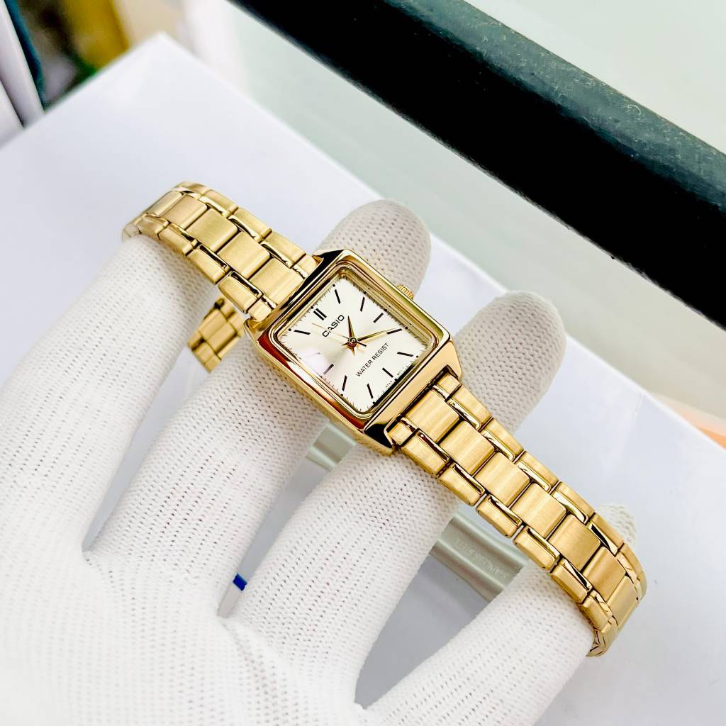 Đồng Hồ Nữ Dây Thép Vàng Viền Vàng Casio LTP-V007G-9E Fullbox Bảo Hành 1 Năm Máy Và Pin