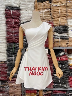 Đầm dự tiệc lệch vai 1 bên chuổi