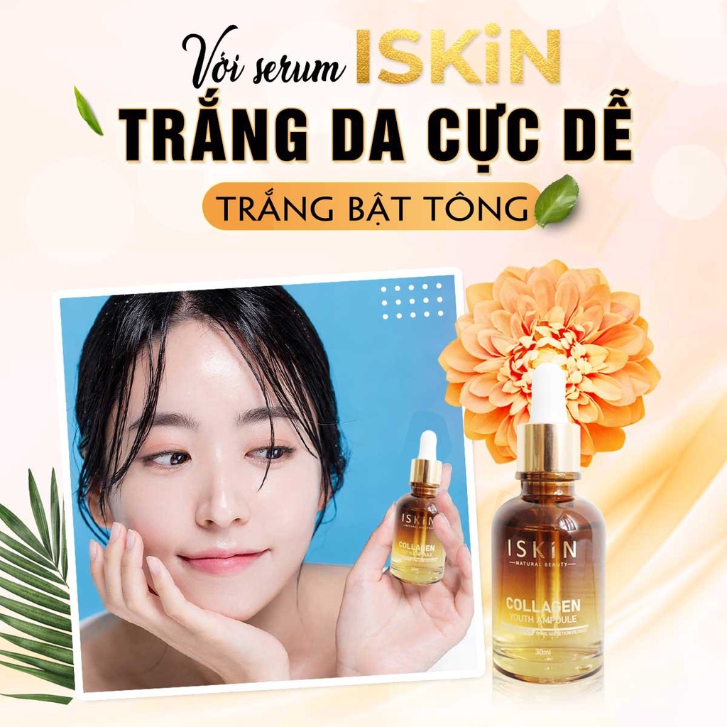 SERUM DƯỠNG TRẮNG, CẤP ẨM VÀ TRẺ HÓA DA ISKIN - COLLAGEN YOUTH AMPOULE KOREA 30ml