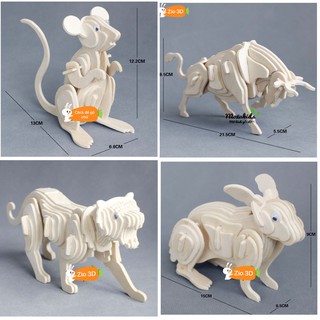 Mô hình xếp gỗ 3D 12 con giáp