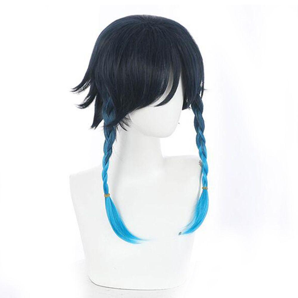 ANEMONE Tóc Giả Ngắn Bện Màu Xanh Gradient Hóa Trang Halloween