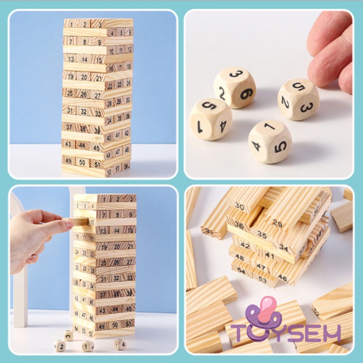 Bộ trò chơi rút gỗ Toysem kịch tính hấp dẫn cho trẻ từ 6 tuổi - Đồ chơi xếp hình - Quà tặng sinh nhật, thôi nôi cho bé