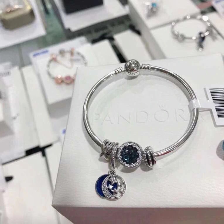 Pandora Vòng tay Pandora s925 Silver Star vòng tay câu chuyện cổ tích trái tim đại dương bộ quà tặng