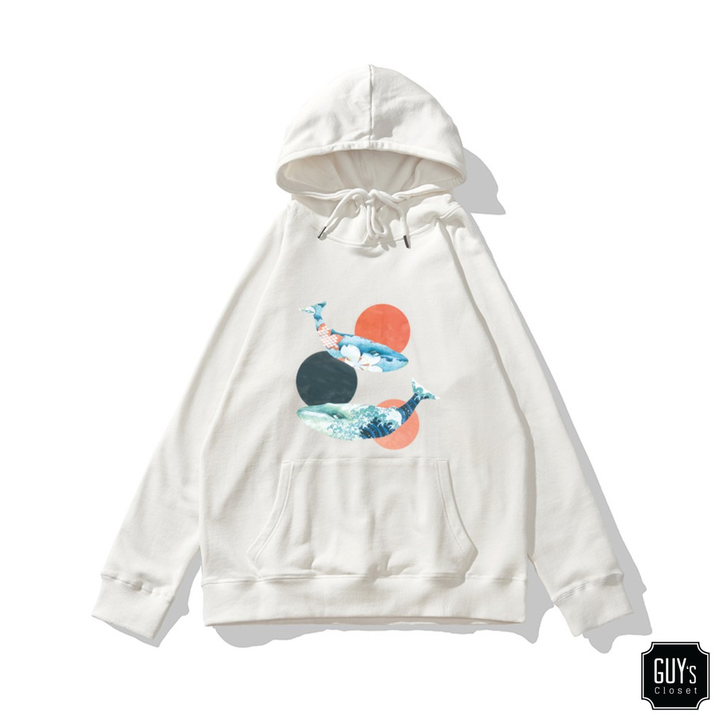 Hoodie unisex Fish GUY's CLOSET, Thiết kế rộng rãi, Chất nỉ bông, In hình chú cá trẻ trung