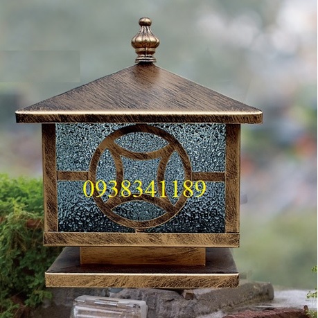 ĐÈN TRỤ CỔNG MÀU ĐỒNG D200 - KÈM BÓNG
