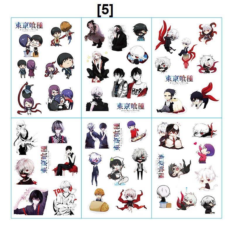 Bộ 6 tấm sticker nhiều nhân vật anime