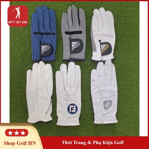 Găng tay golf Nam Nữ tay trái chống trơn trượt thoáng khí loại vải và da cao cấp.