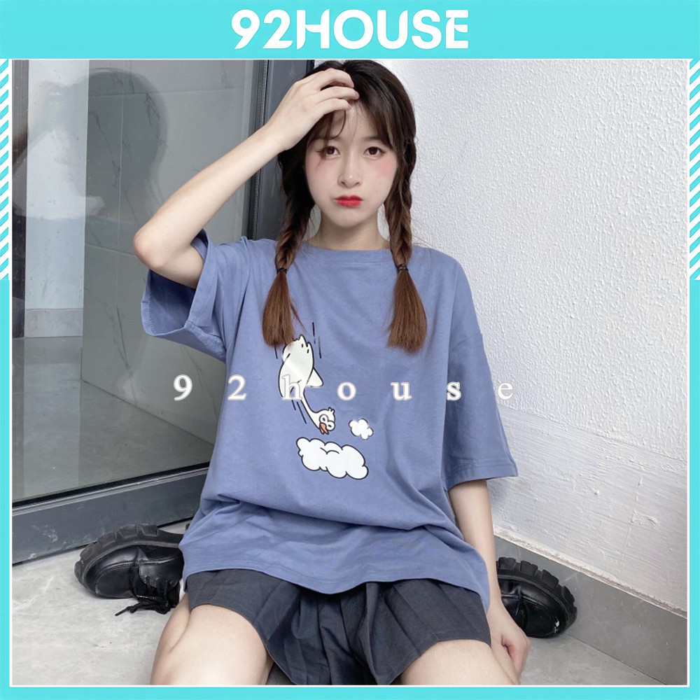 Áo thun nam nữ unisex ngỗng iu mây freesize form rộng tay lỡ / Áo phông cute
