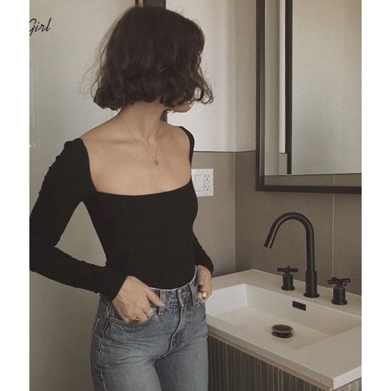 bodysuit nữ tay dài vintage retro ulzzang