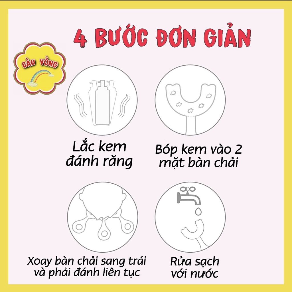 Bàn chải đánh răng chữ U cho bé chất liệu Silicon an toàn - Đã được kiểm định - Dành cho các bé trên 2T