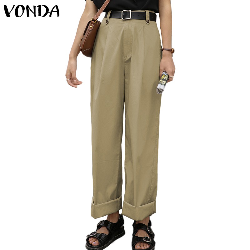 Quần Dài Vonda Ống Rộng Lưng Cao Màu Trơn Cho Nữ