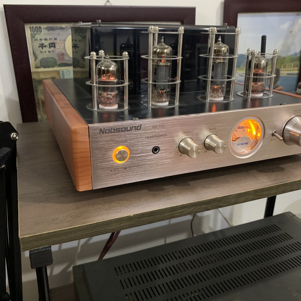 Ampli đèn 4 bóng tích hợp Nobsound MS10D + tặng jack AV chất âm mộc mạc mặt phay nhôm xước Bảo Hành 12 Tháng