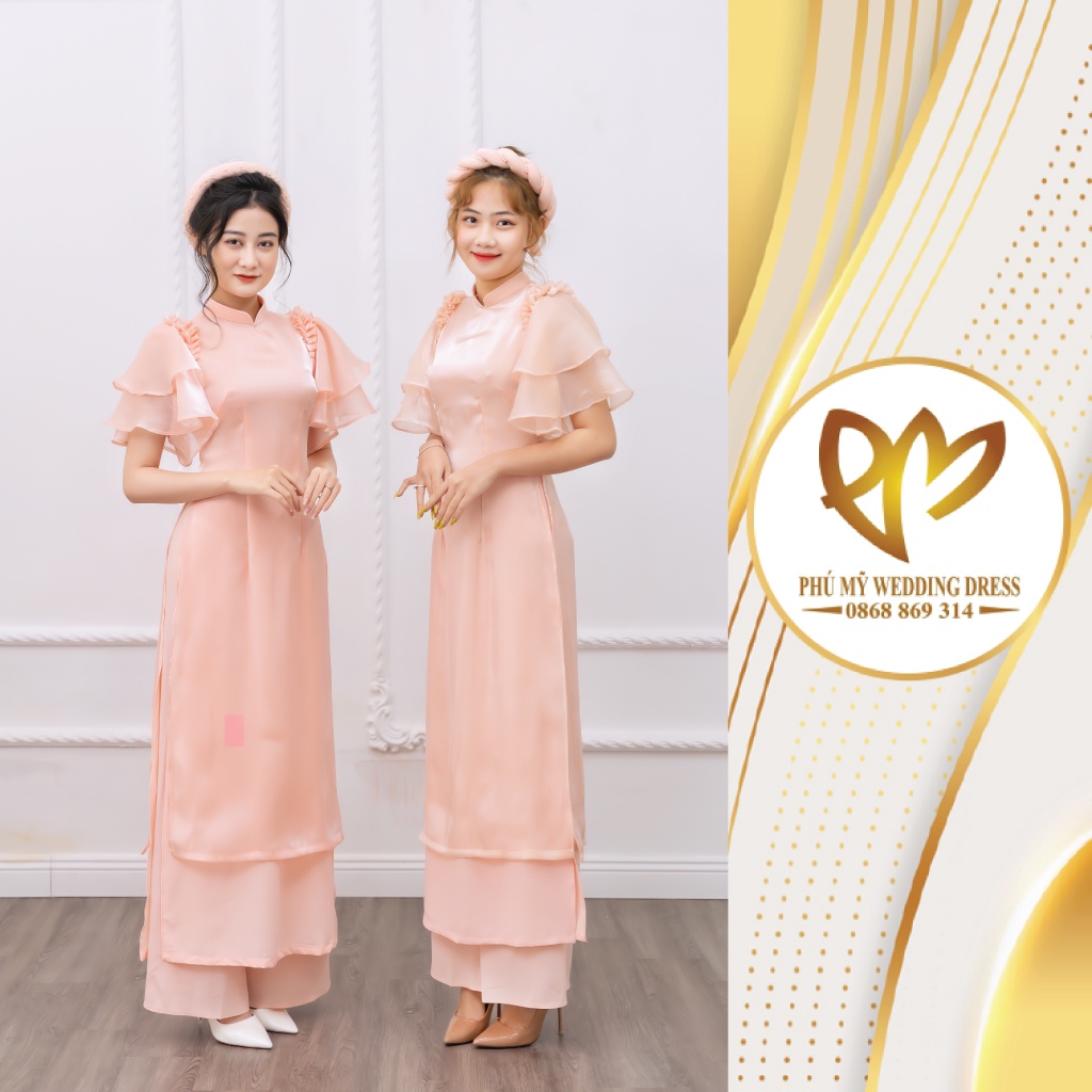 Áo dài von tơ nhũ hồng ngọt ngào