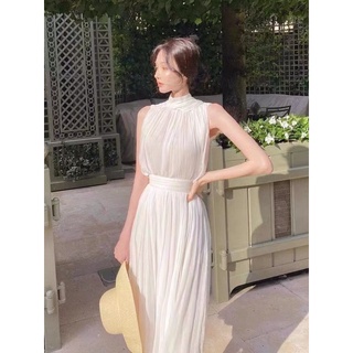 Đầm tiểu thư cổ cao dáng dài
