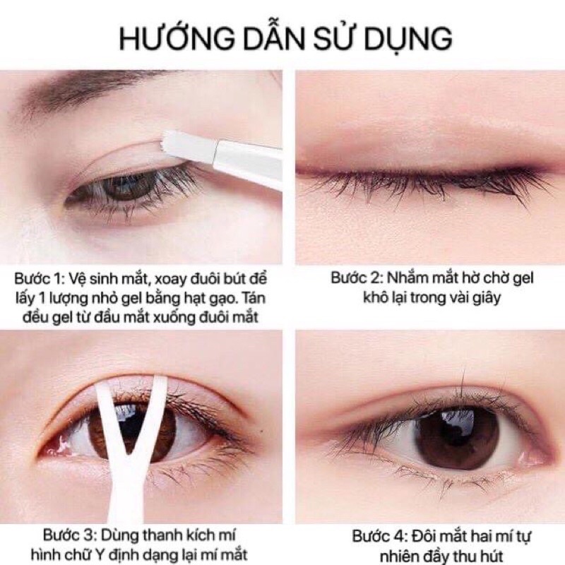 Keo kích mí không cần miếng dán trong suốt, gel kích mí giúp mắt to tròn, bút kích mí tàng hình không lộ