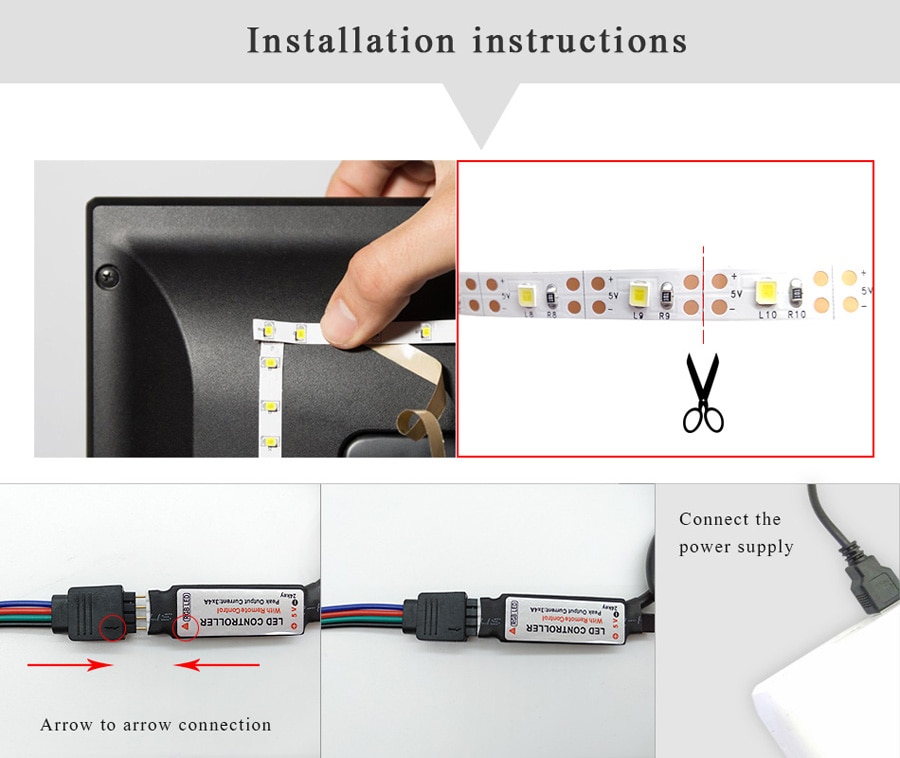 GBKOF USB LED Strip lamp 2835 SMD DC5V Flexible LED light Tape Ribbon HDTV TV Desktop Screen Backlight Bias lighting
