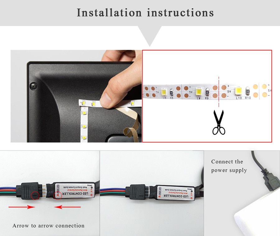 GBKOF Đèn LED dải USB 2835SMD DC5V Đèn LED linh hoạt Ruy băng 1M 2M 3M 4M 5M HDTV TV Màn hình nền Màn hình nền Chiếu sáng thiên vị