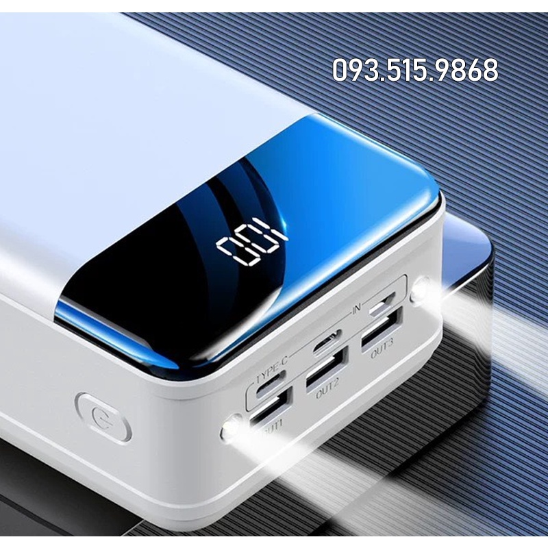 Sạc Dự Phòng 50000 mAh Dung Lượng Lớn, 2 Đèn Led Hiển Thị Pin,3 Cổng Sạc USB Hàng Chính Hãng Power Bank