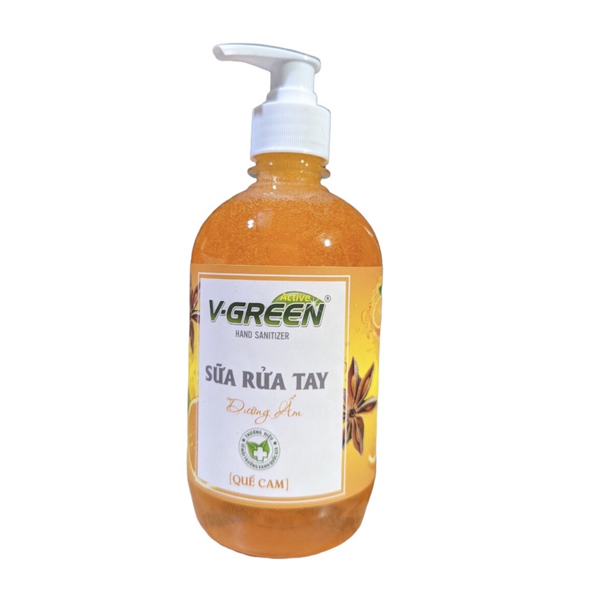 N­ước rửa tay Vgreen 500ml Hương Quế cam, Táo, Dâu, Bubble Gold