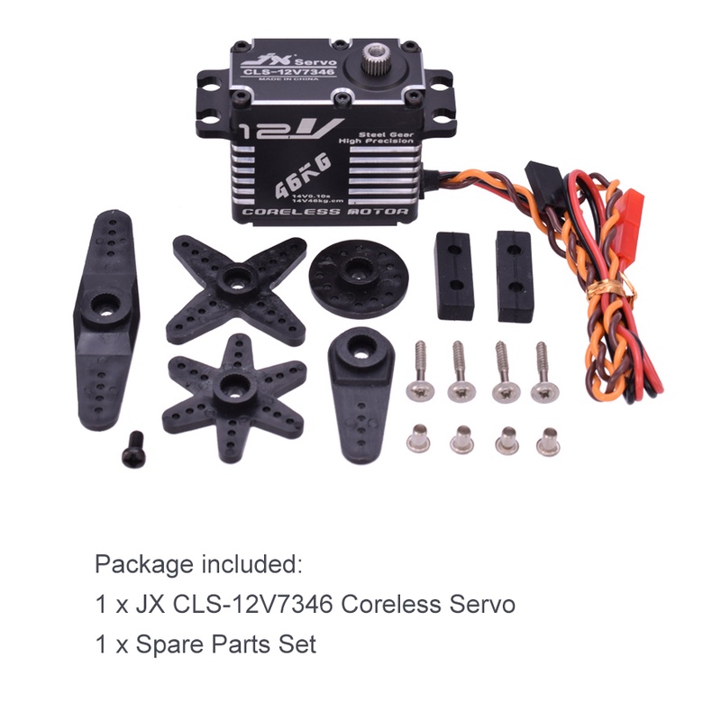 JX CLS-12V7346 46KG 12V 180 Degrees HV High Precision Steel Gear Digital Servo