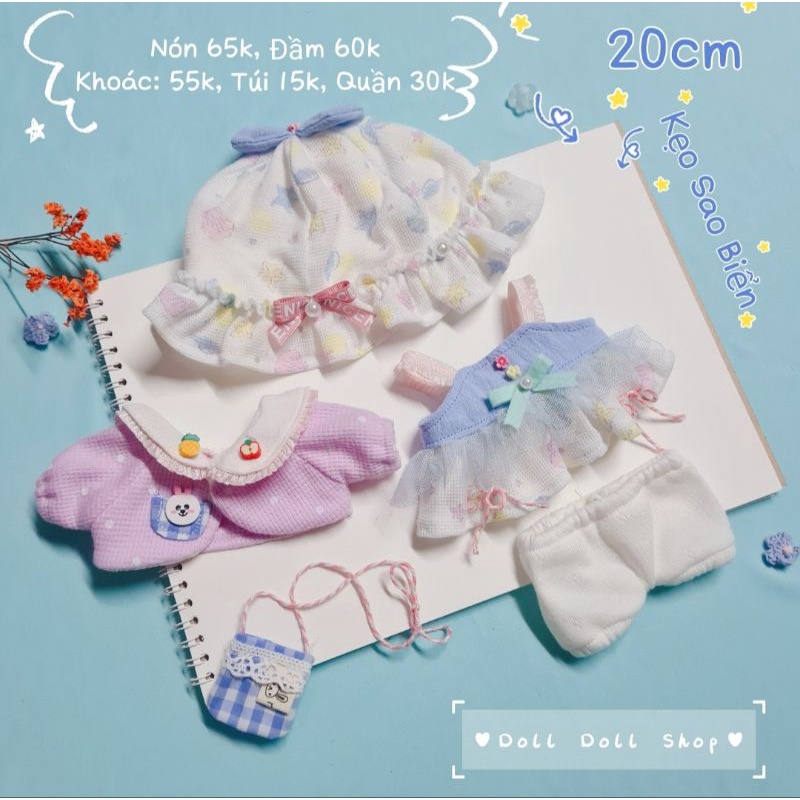 Outfit đầm doll 20cm, 15cm, 10cm