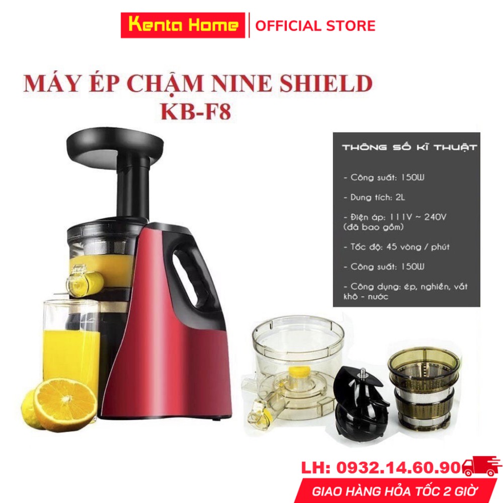 Máy ép chậm chính hãng Nineshield KB-F8 bảo hành 12 tháng, Máy ép chậm trái cây hot nhất năm 2021 với công nghệ Nhật