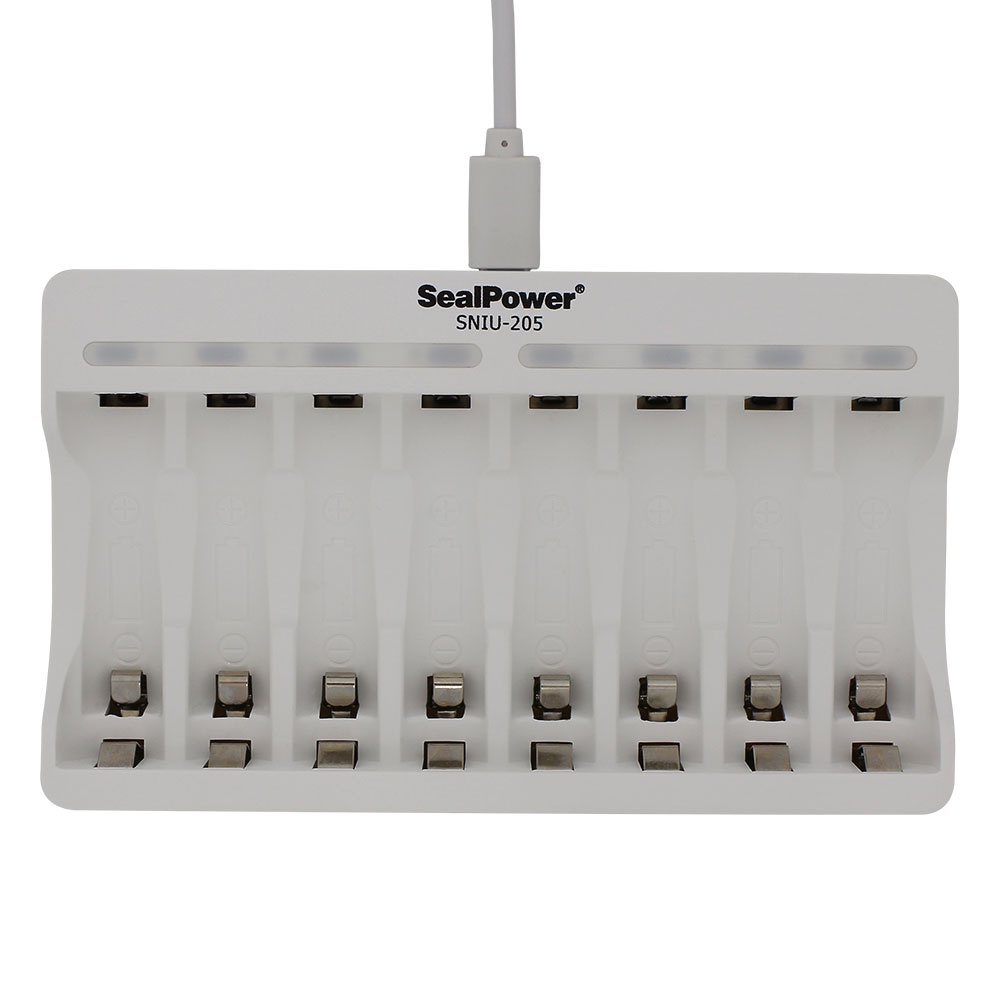 Máy sạc SealPower SNIU-205 kèm pin sạc AA 2400mAh / AAA 1000mAh,2A/3A , sạc 8 kênh đa năng có đèn báo(chính hãn